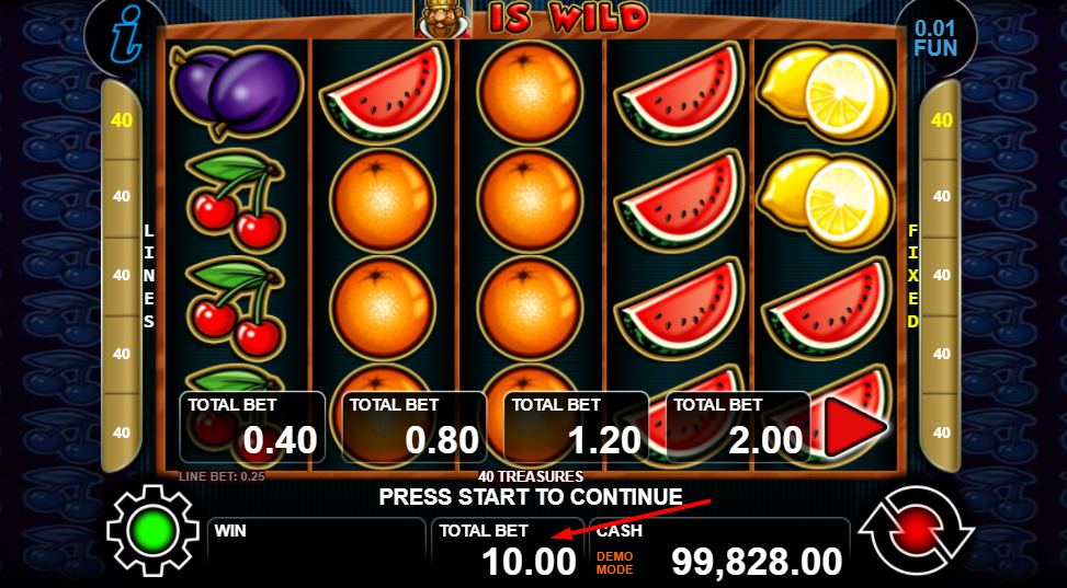 Избиране на залог в онлайн слот