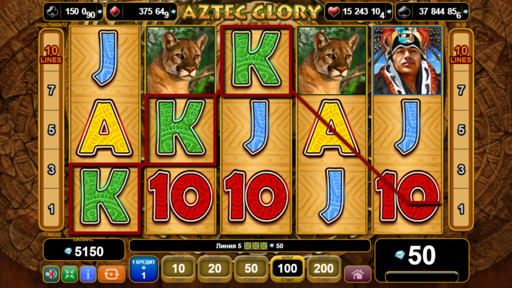 Графика на Aztec Glory онлайн казино слота