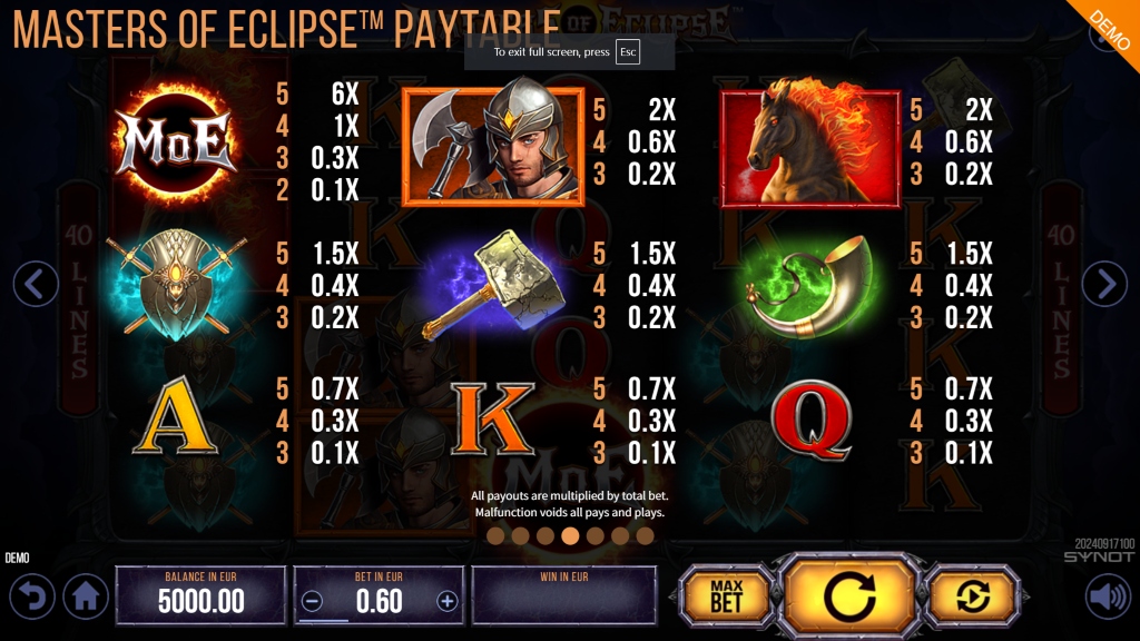 Masters of Eclipse Slot Symbols